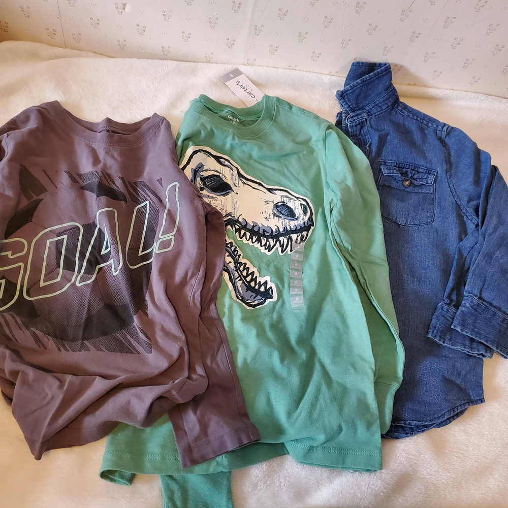 Carter's Green Long-Sleeve  Shirts. Graphics And Button Up.